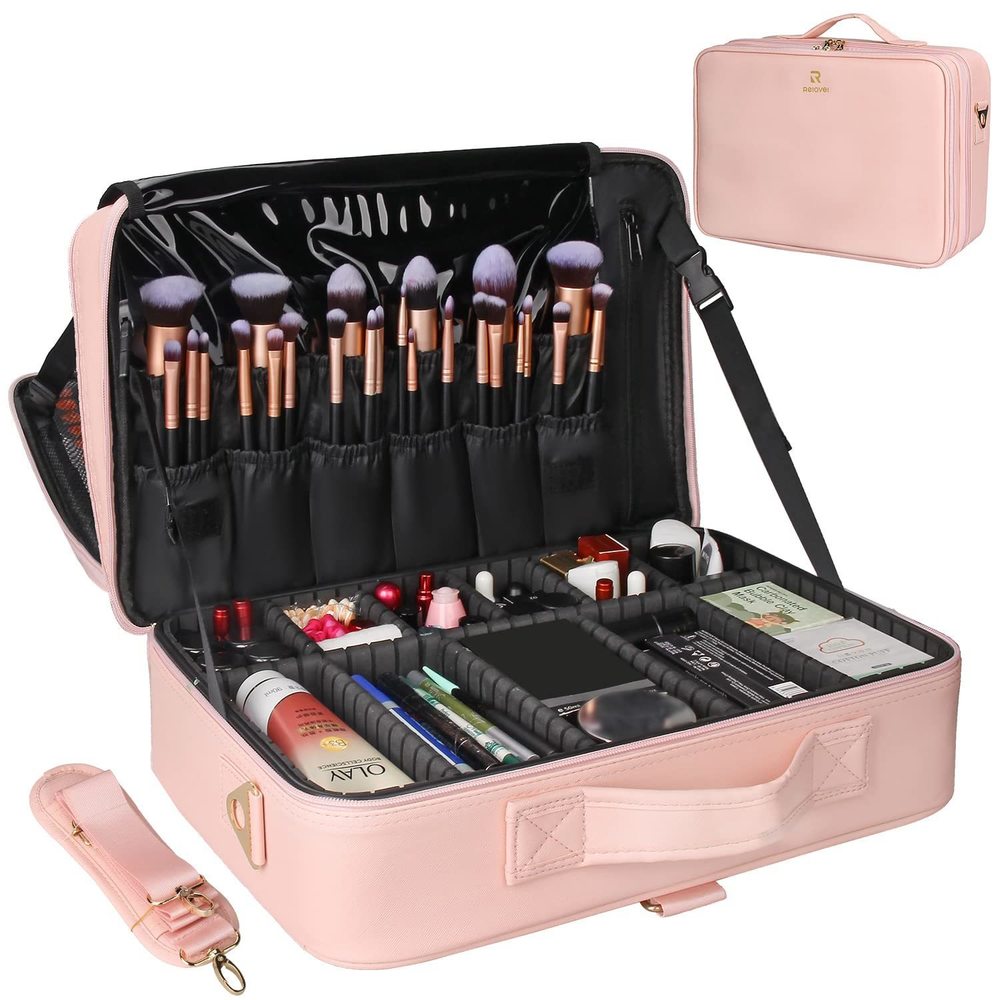 Makeup Case Large Makeup Bag Professional Train Case 16.5 Inches Travel🌸